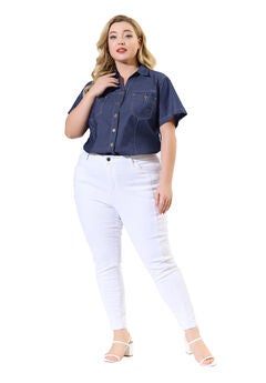 Short Sleeve Chambray Button Down Denim Shirt