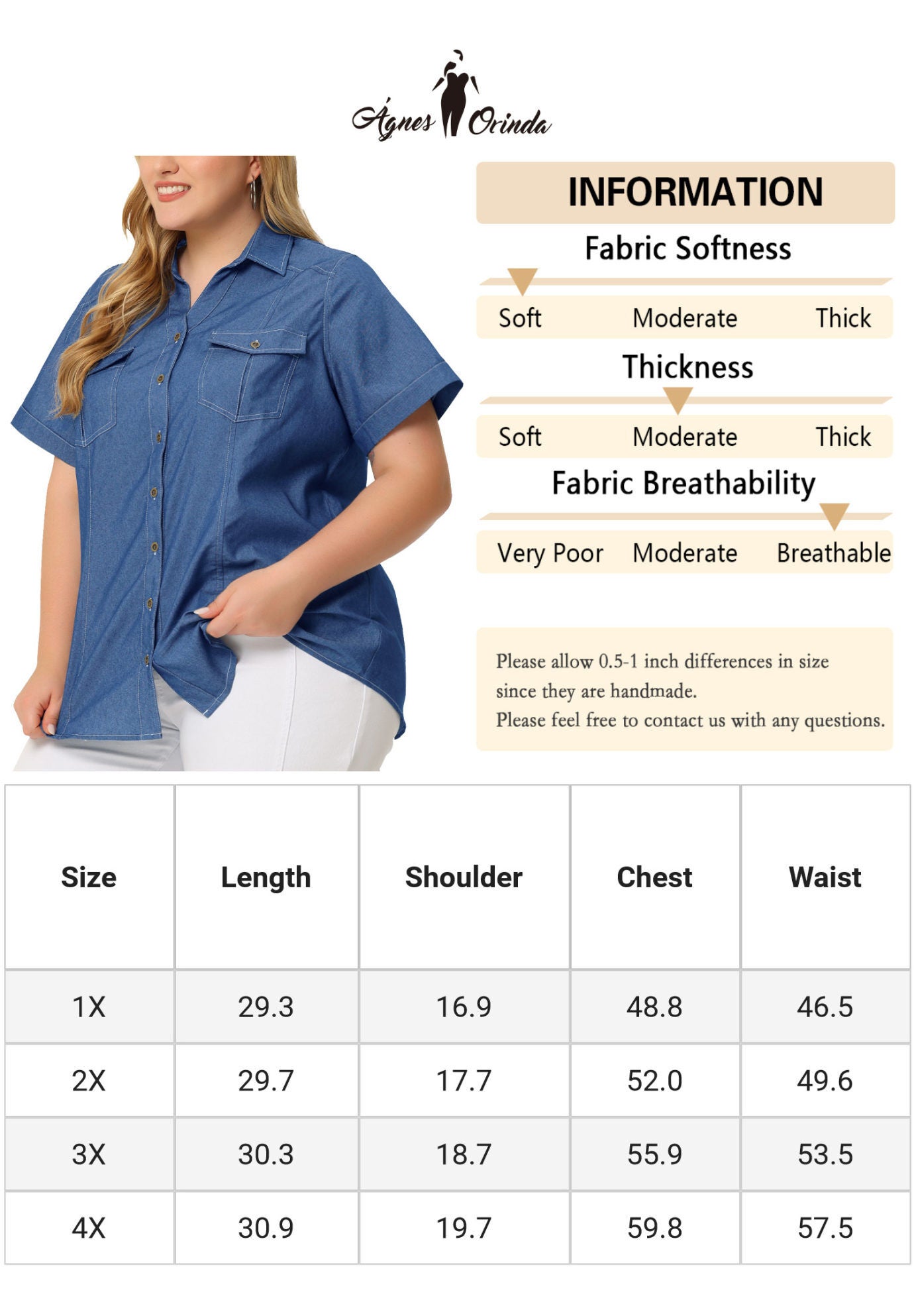 Workwear Short Sleeve Button Down Chambray Shirt, Dark Blue / Navy, alternate image number 4