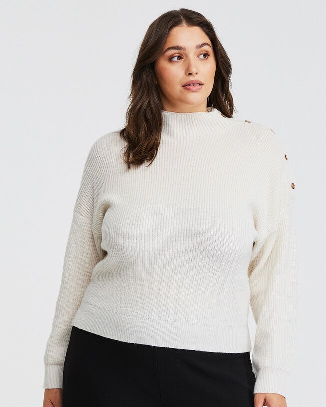 Clovelly Ribbed Turtle Neck Sweater, MILK / White, alternate image number null