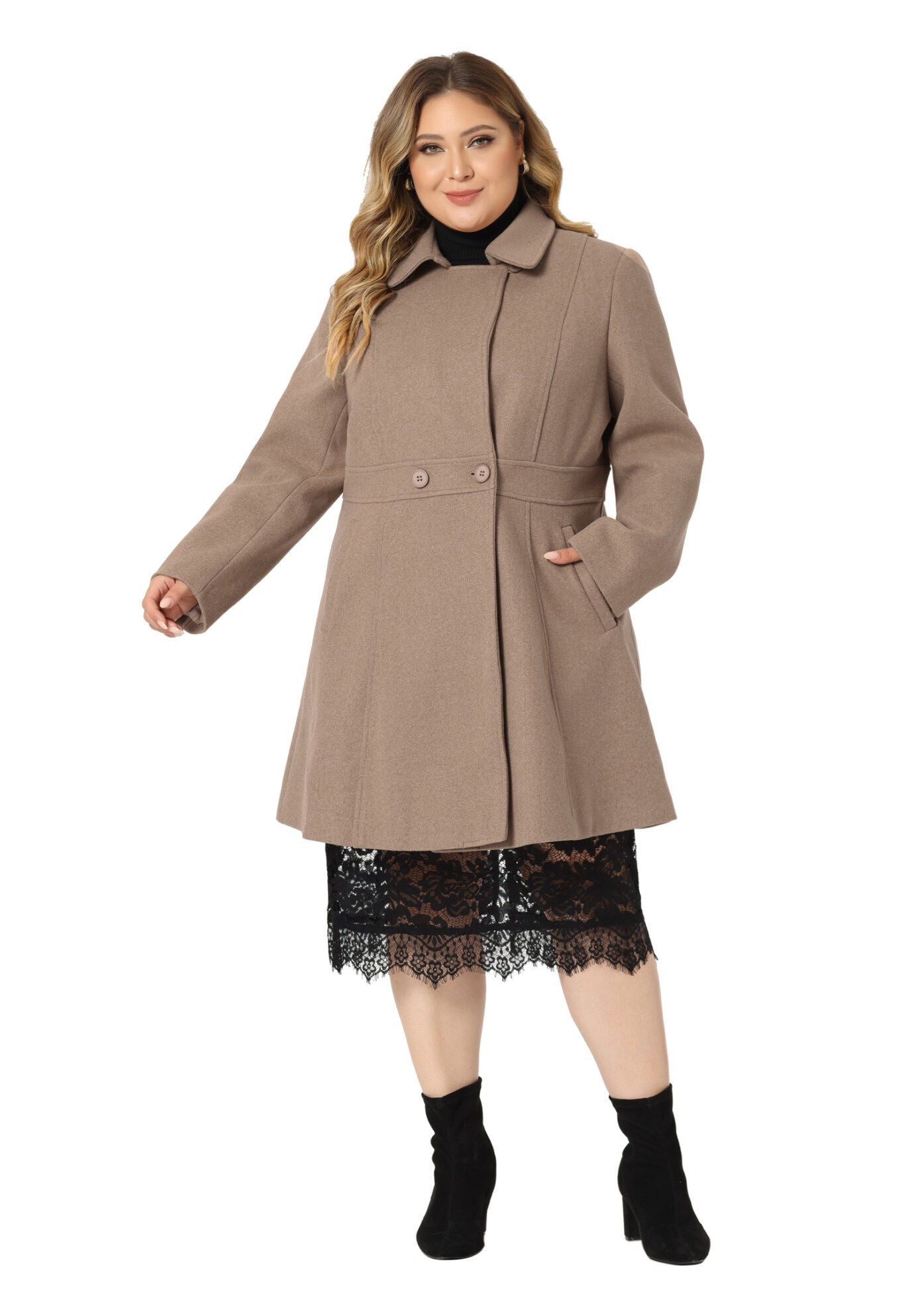 WINTER NOTCHED LAPEL SINGLE BREASTED LONG COAT, Brown / Brown, hi-res image number 0