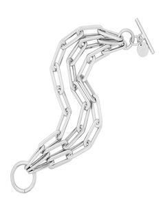 Triple Gisele Toggle Bracelet 9" Silver