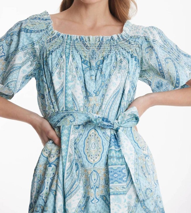 ERIN OFF THE SHOULDER MAXI DRESS IN PAISLEY, Paisley / White, alternate image number null