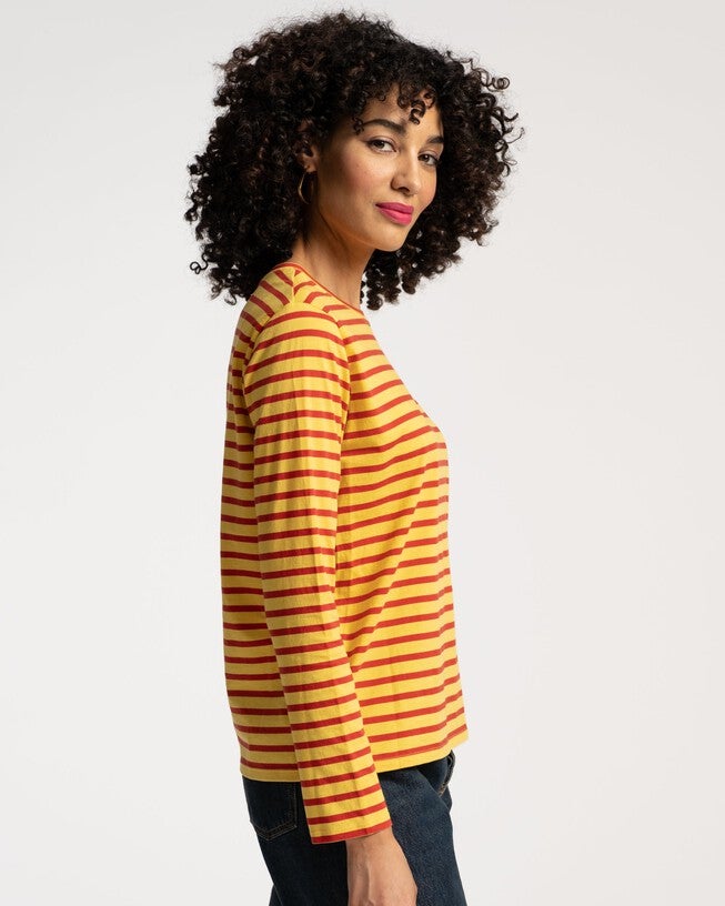 Long Sleeve Striped Tee Shirt Stripe, Yellow ThickRed Thin / Yellow, alternate image number null