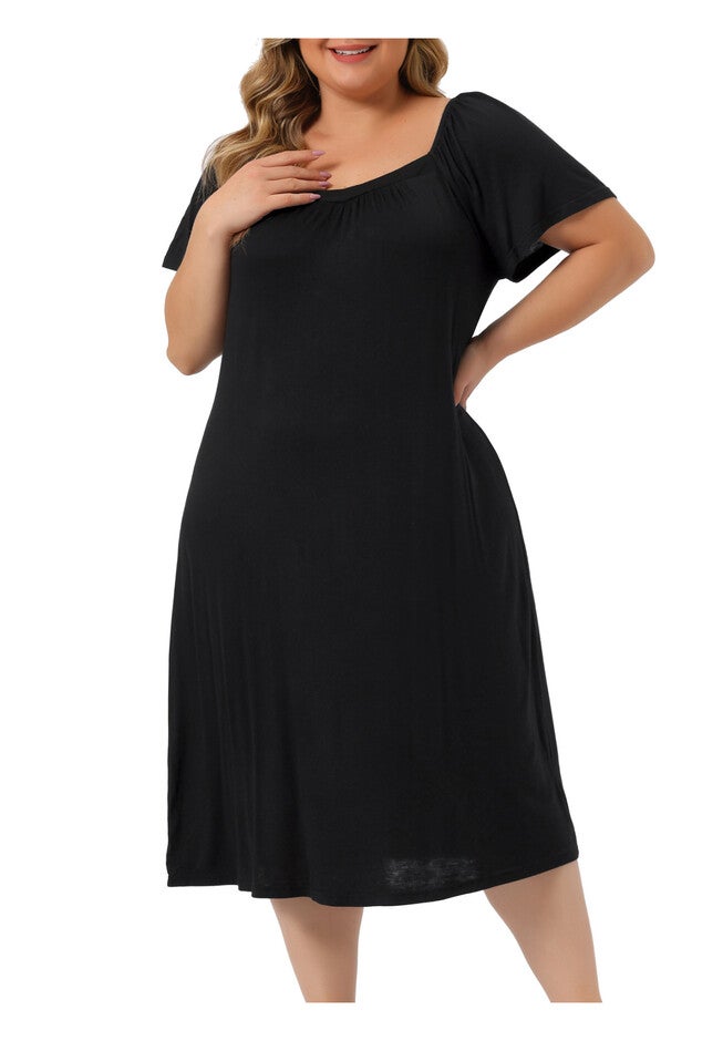 Short Sleeves Lightweight Sleepwear, Black / Black, alternate image number 1