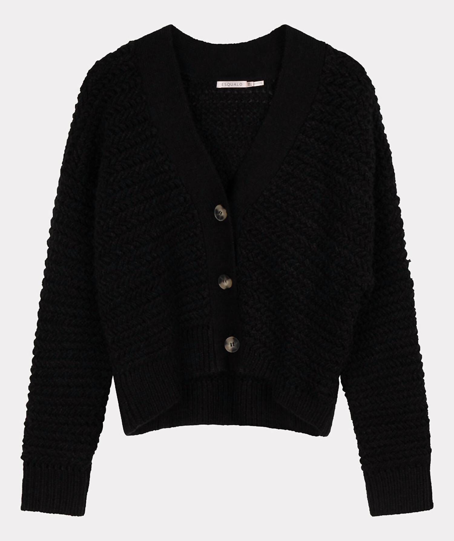 SHORT ZZ KNIT CARDIGAN IN BLACK, , alternate image number 5
