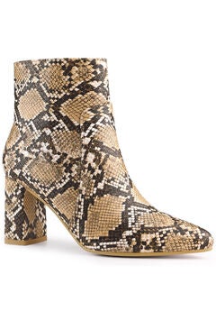 Snakeskin Print Chunky High Heels Ankle Boots