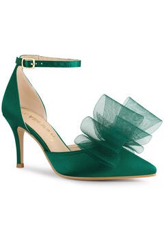 Bow Tie Ankle Strap Stiletto High Heels Wedding Pumps