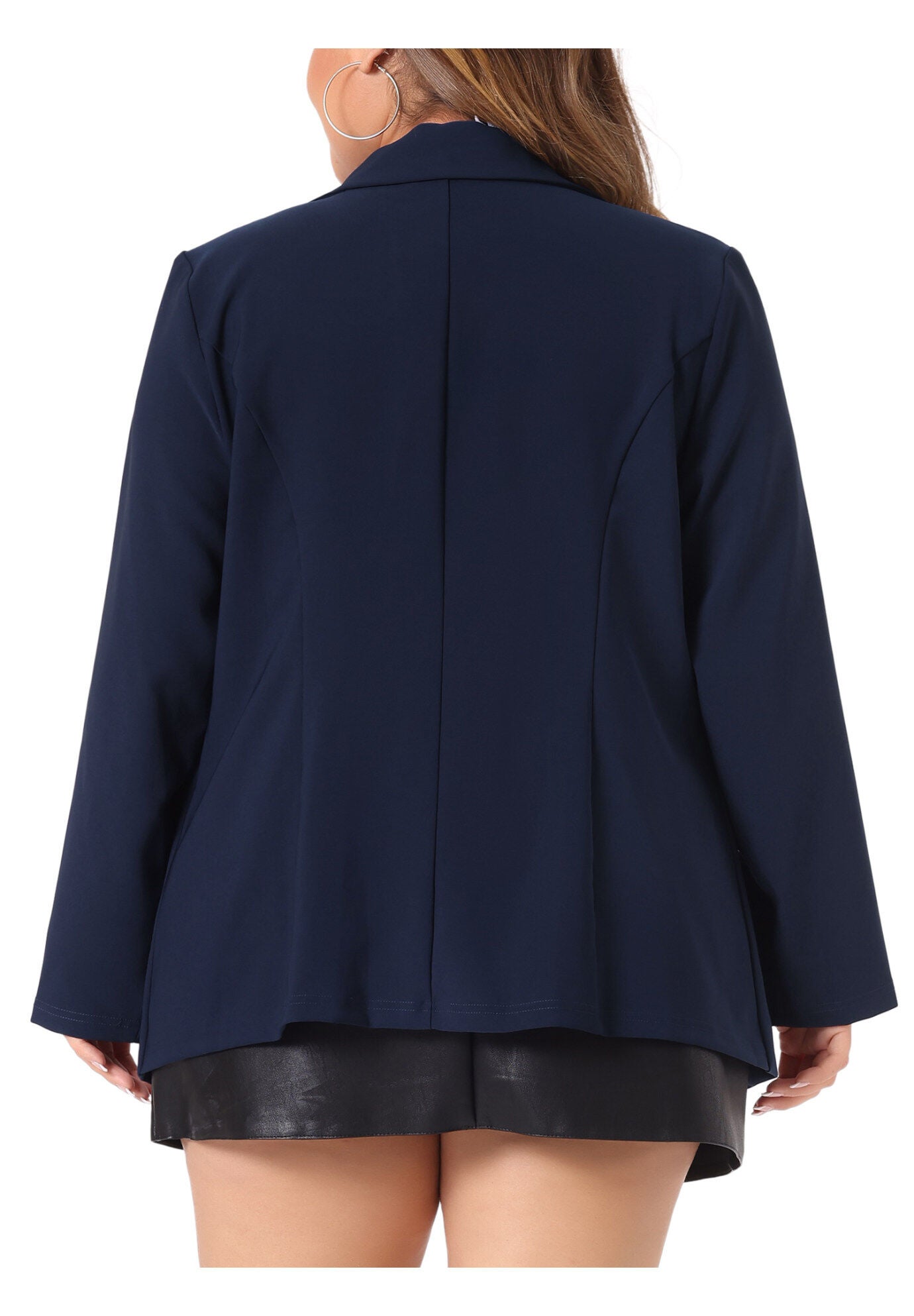 SHINY SEQUIN BUTTON LAPEL CASUAL BLAZER JACKET, Navy Blue / Navy, alternate image number 3