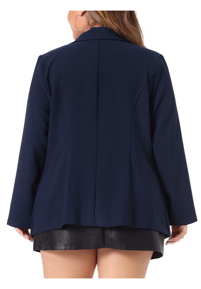SHINY SEQUIN BUTTON LAPEL CASUAL BLAZER JACKET, Navy Blue / Navy, alternate image number 3