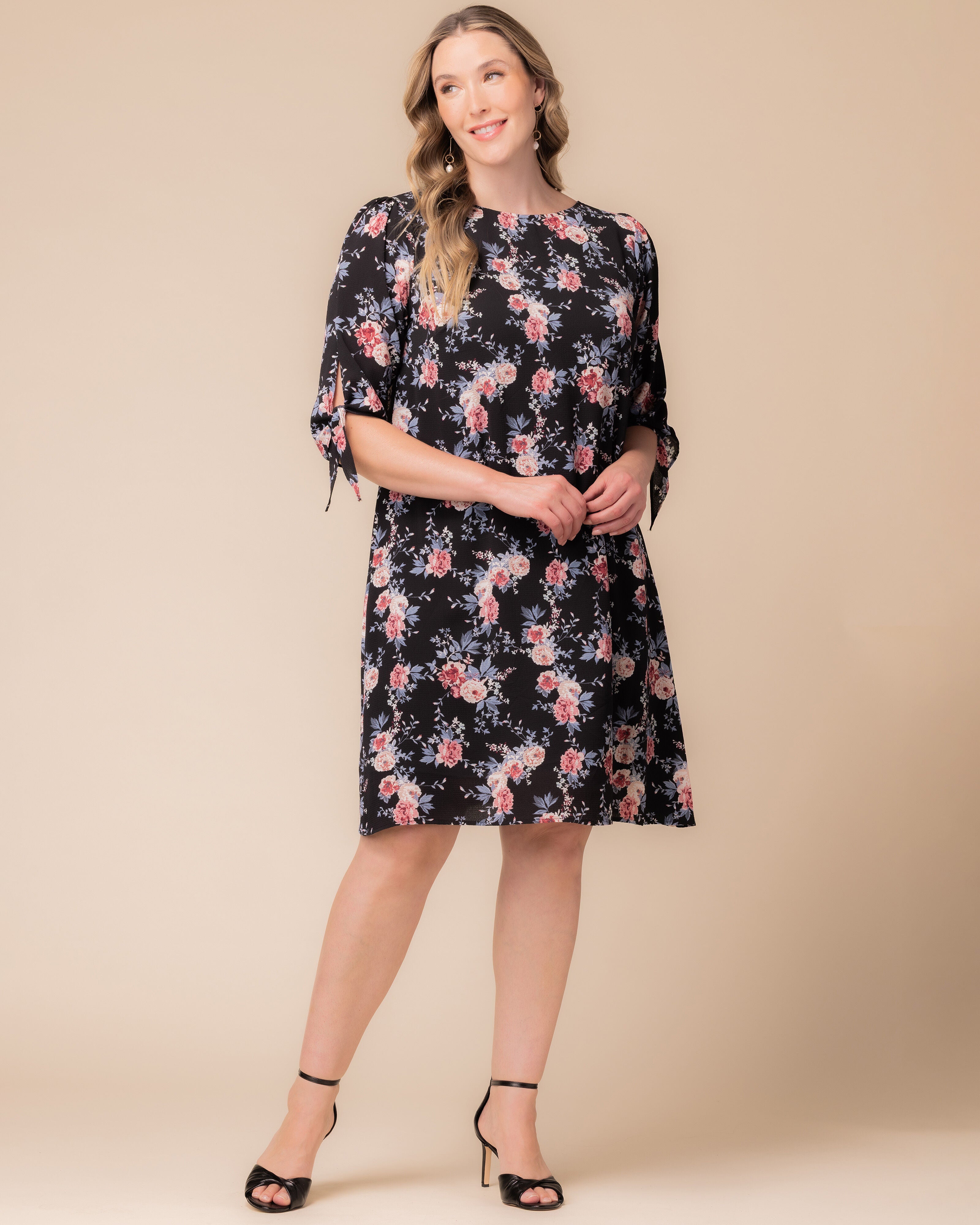 Manhattan Shift Dress, BLACK FLORAL PRINT / Black, alternate image number 4