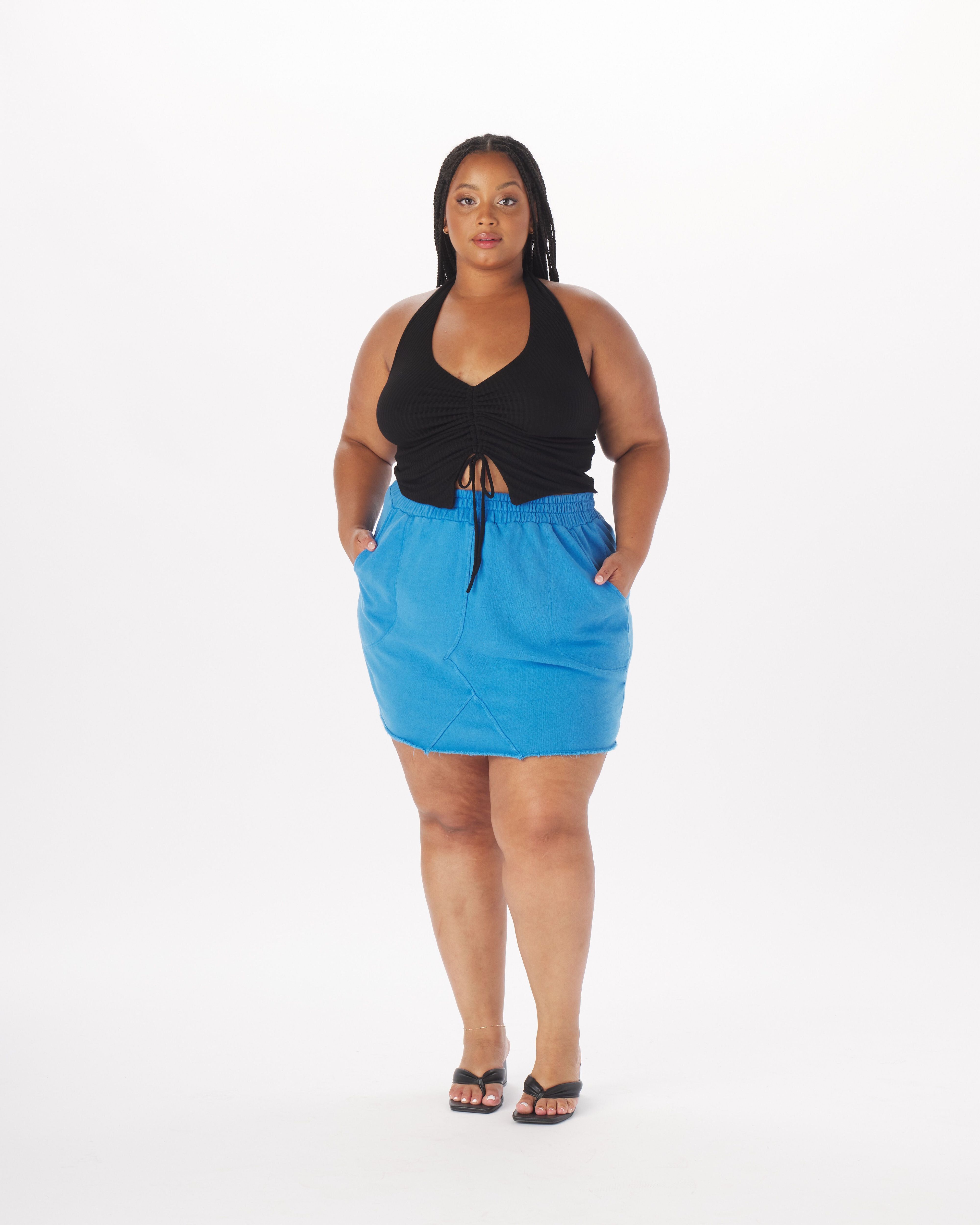 Amanda French Terry Sweat Skirt, Royal Blue / Royal Blue, hi-res image number 0