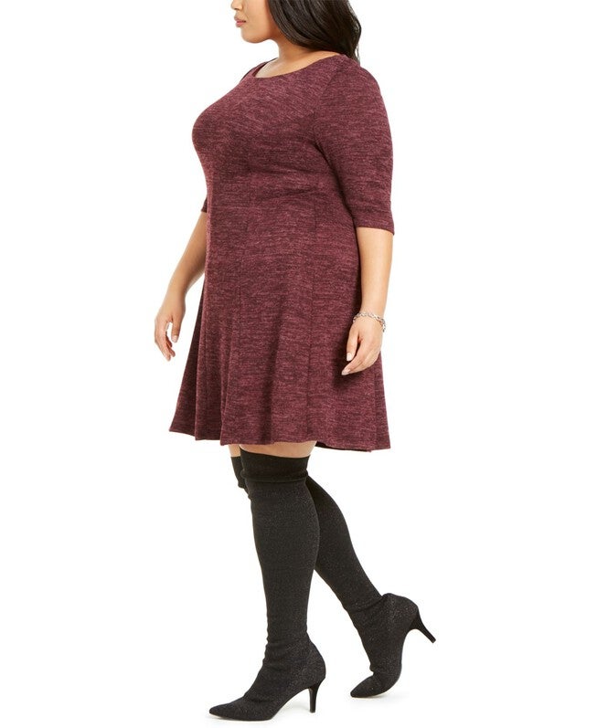 Connected Women's 3/4 Sleeve Plus Sweater Dress Purple Size 14W, , alternate image number 5