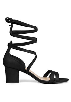 Open Toe Lace Up Color Block Heel Sandals