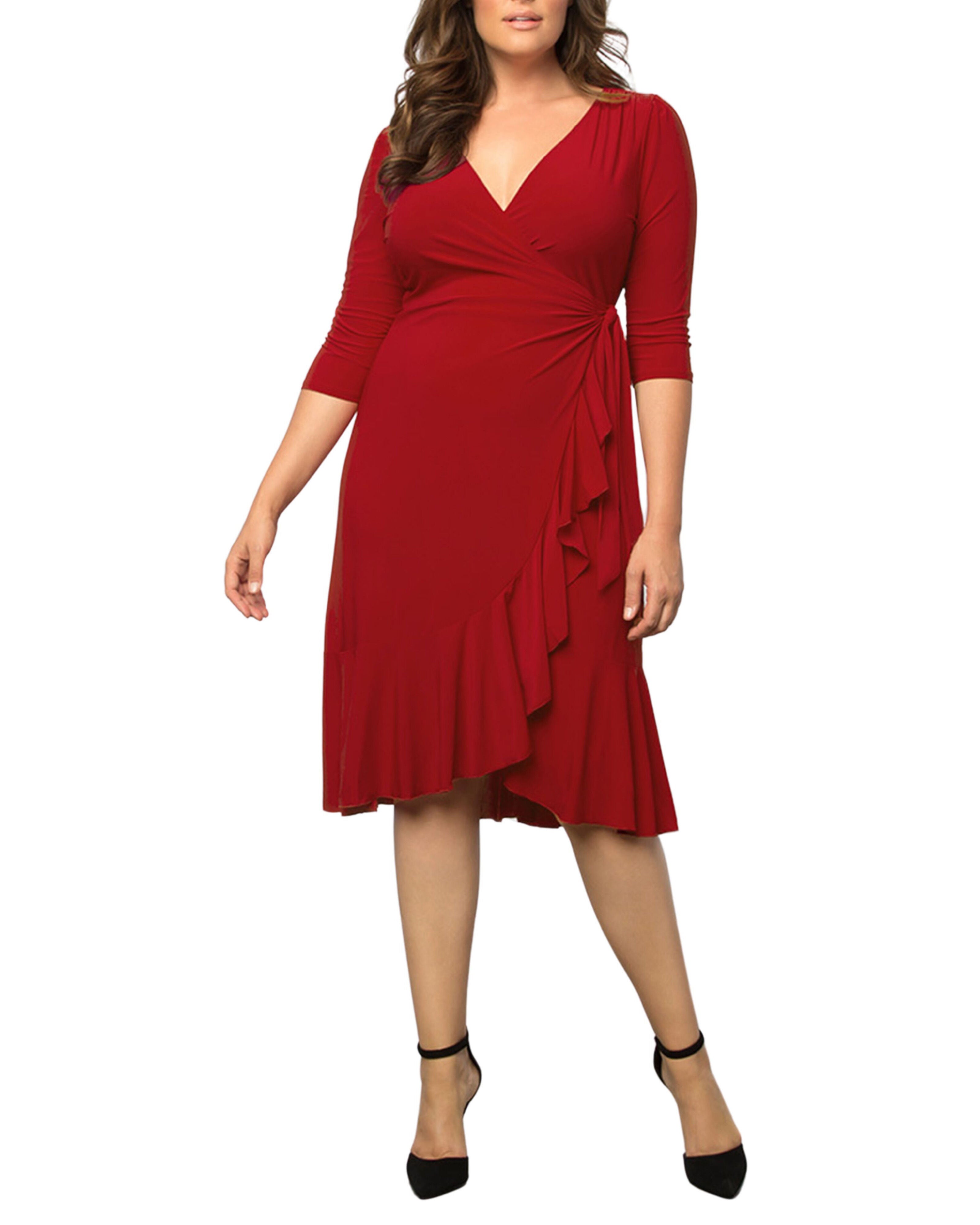 Whimsy Wrap Dress, TOMATO RED / Red, alternate image number 3