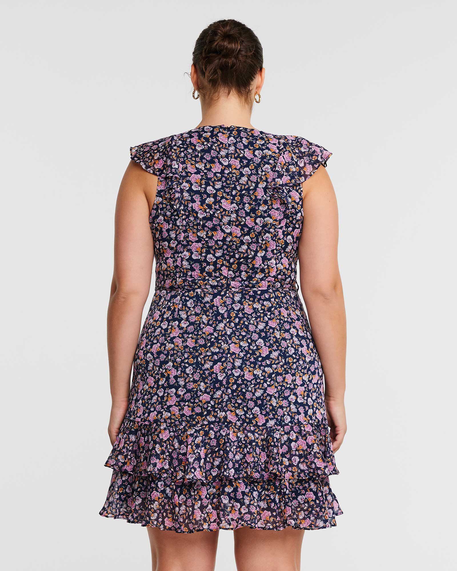 Rosebud Pink Mini Ruffle Dress, PRINT / Pink, alternate image number 3