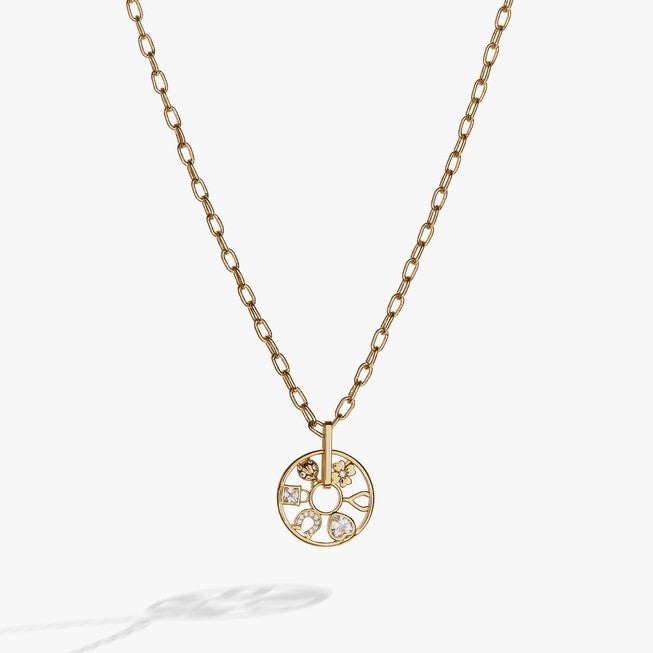 Love and Luck Wheel Charm Necklace, Gold / Gold, alternate image number 1