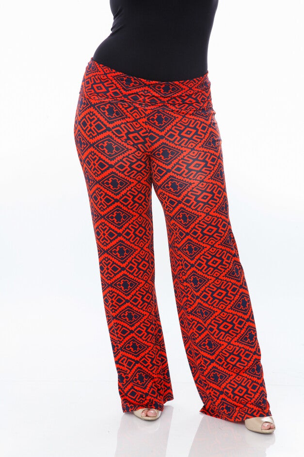 Orange Navy Print Palazzo Pants, , alternate image number 4