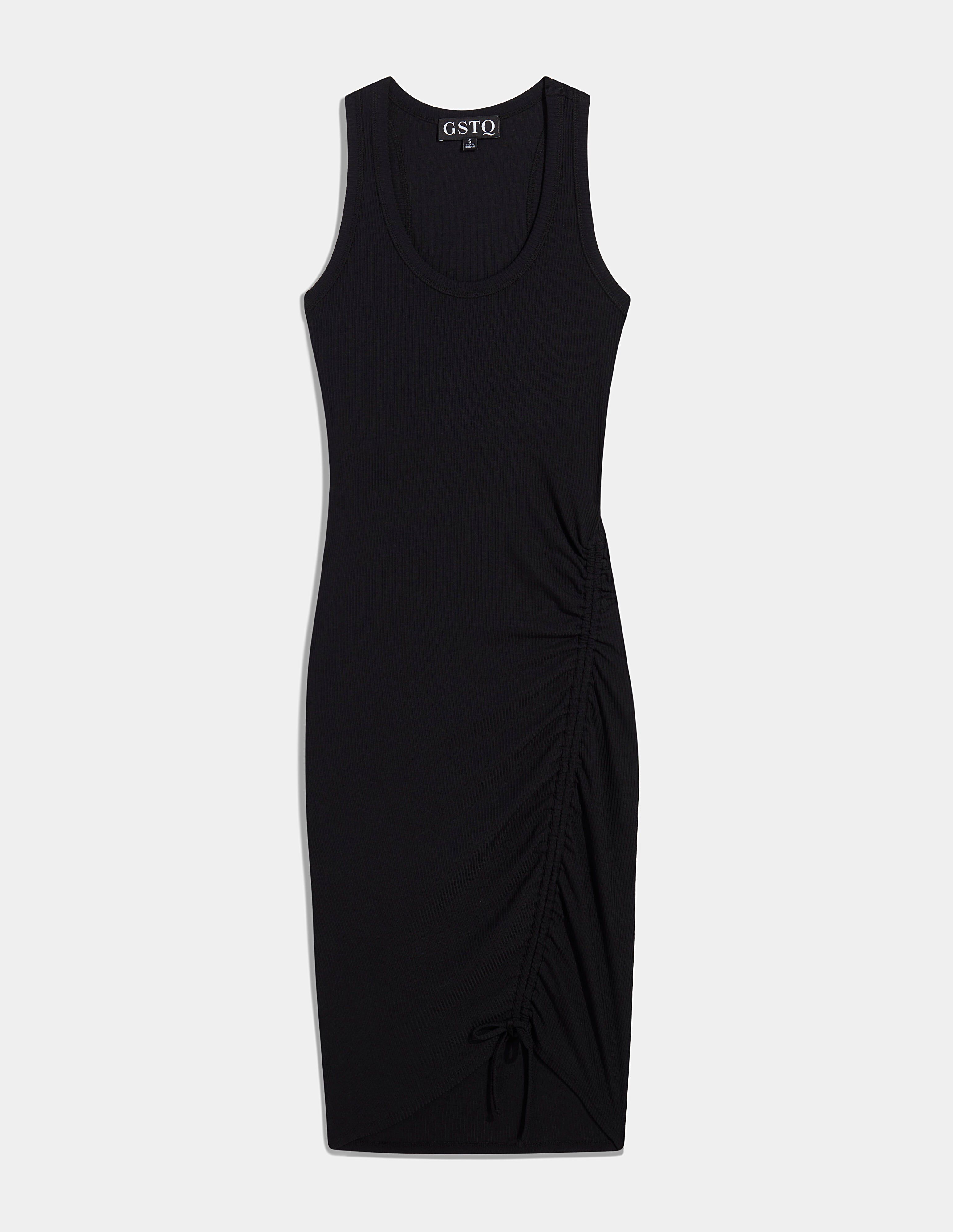Drawstring Rib-Knit Tank Dress, , alternate image number 2