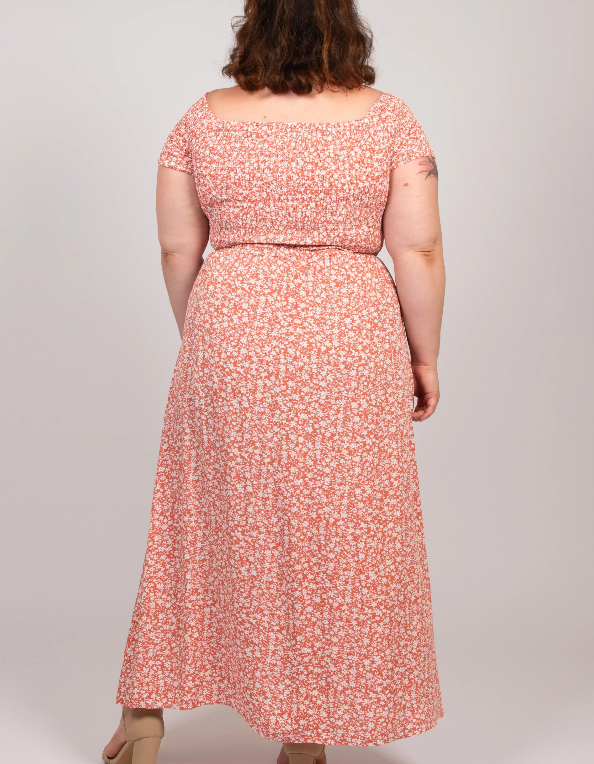 Daphne Midi Dress On-Off Shoulders Side Slit Floral, , alternate image number 9