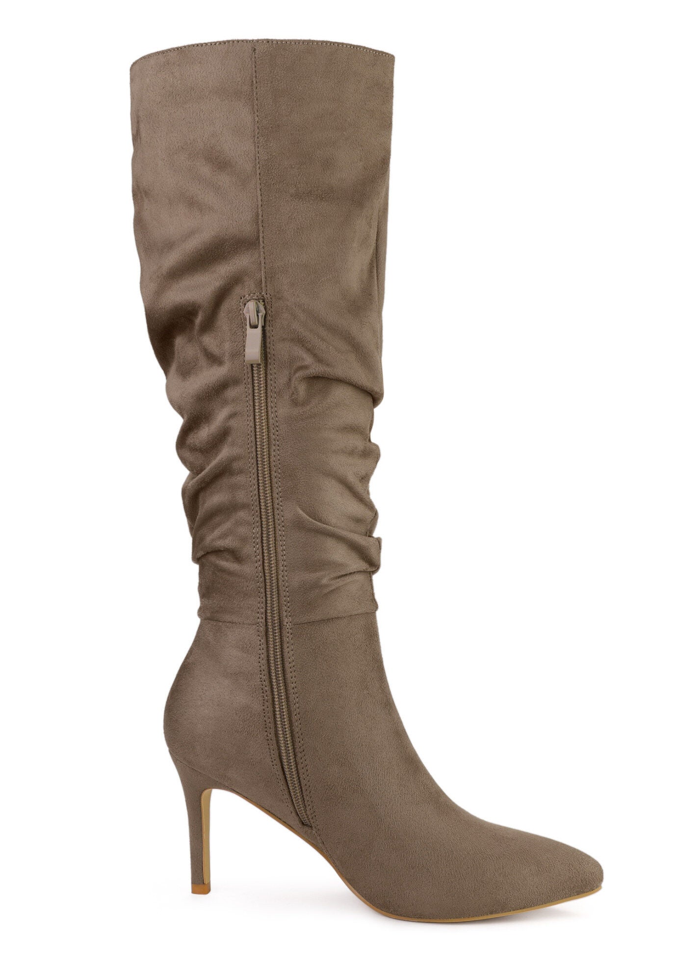 Slouch Pointed Toe Stiletto Heel Knee High Boots, Taupe / Taupe, alternate image number 4