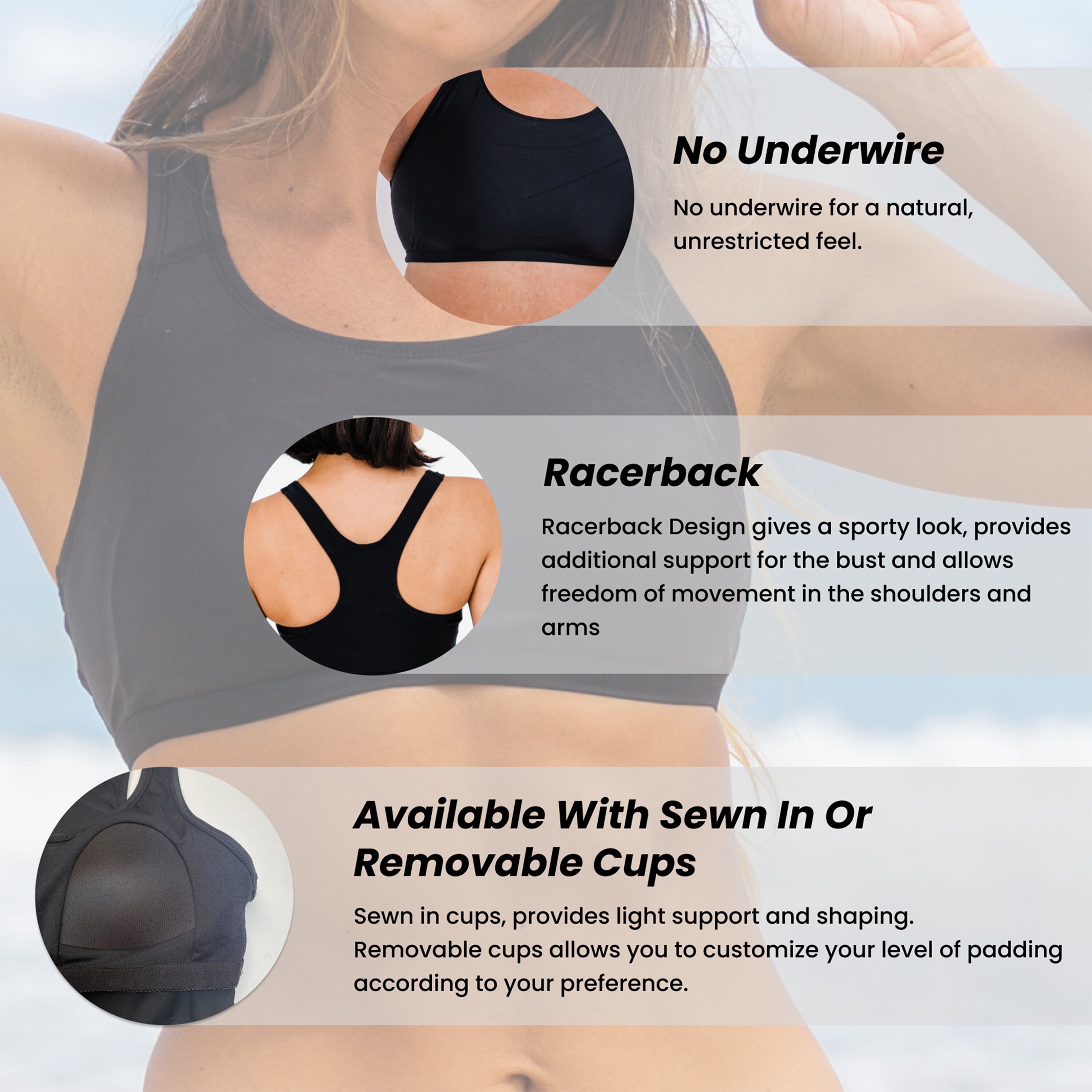 Racerback Swim Bra, Dark Jade / Forest Green, alternate image number 2