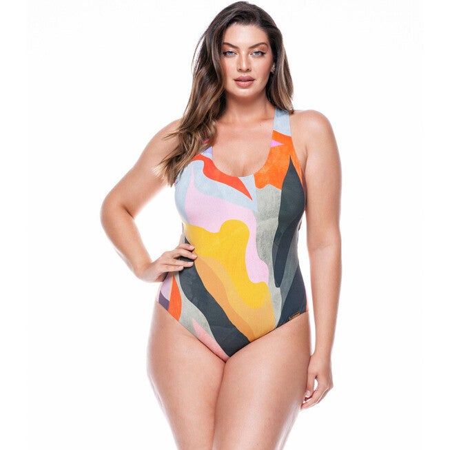 G-String Cupped Bodysuit In Contemporary Print, Contemporary / Light Blue, hi-res image number 0