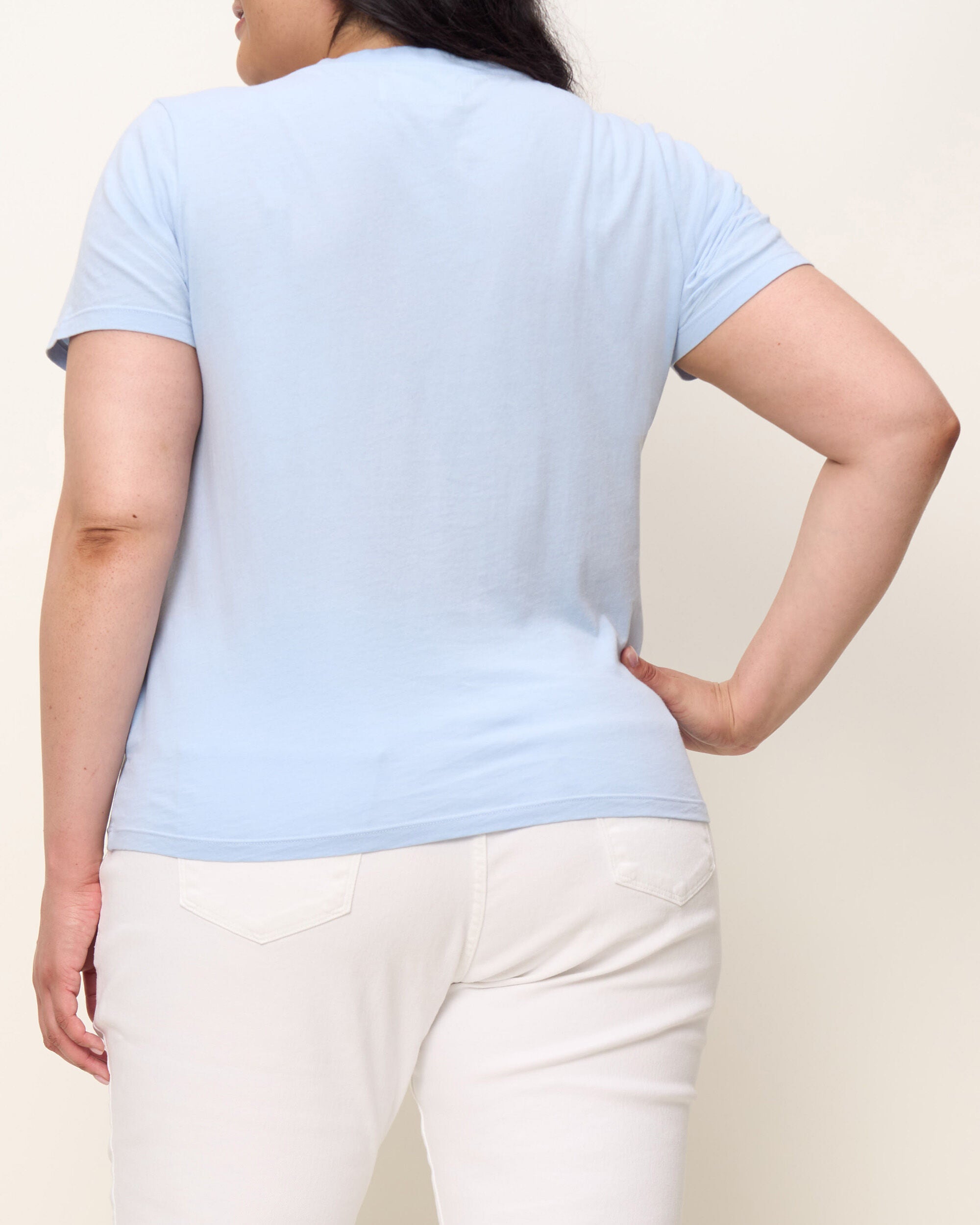 The V Neck Tee, Sky Blue / Light Blue, alternate image number 2