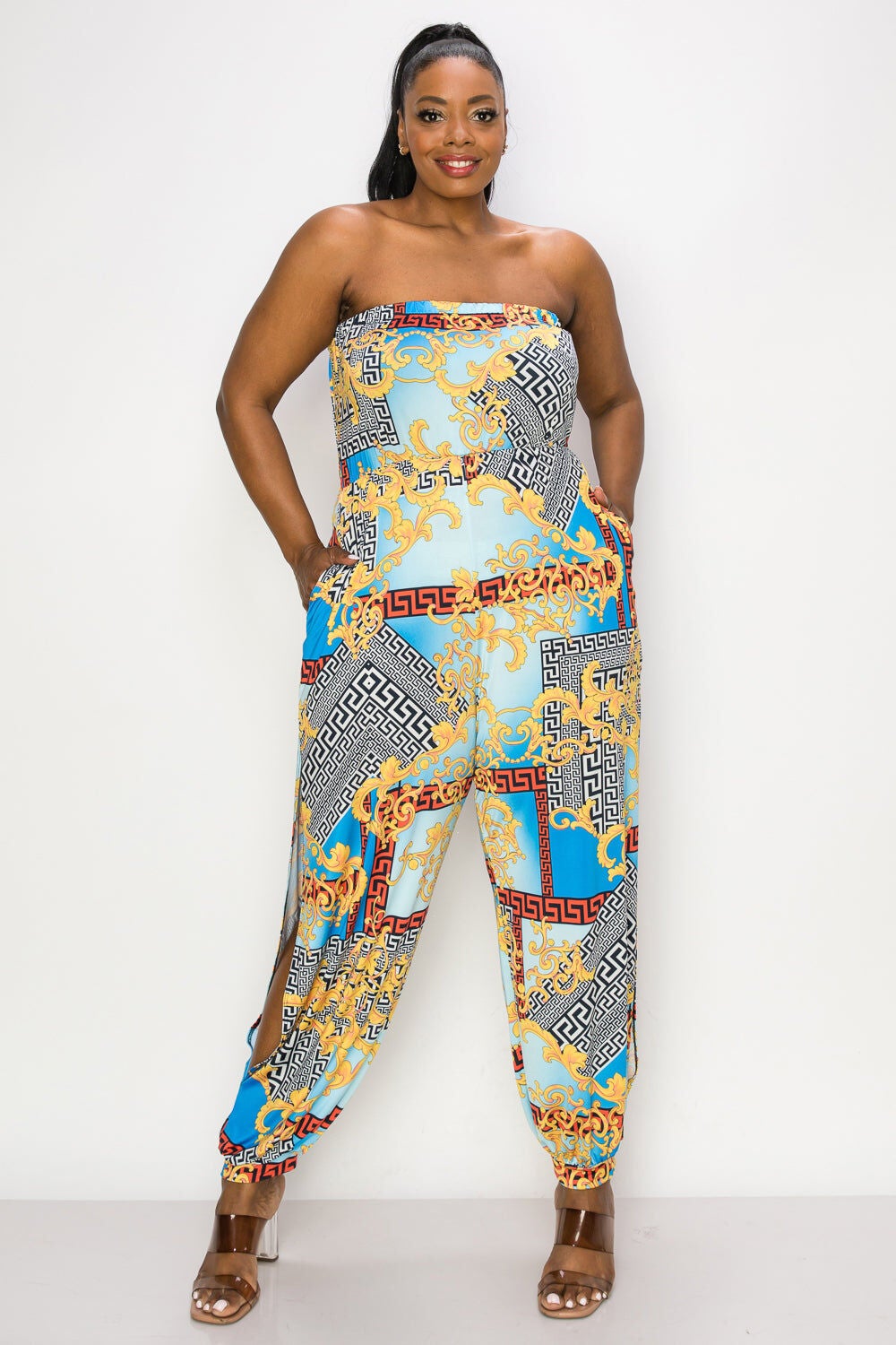 LILLIAN SLEEVELESS JUMPSUIT, Blue Royalty / Light Blue, alternate image number 3