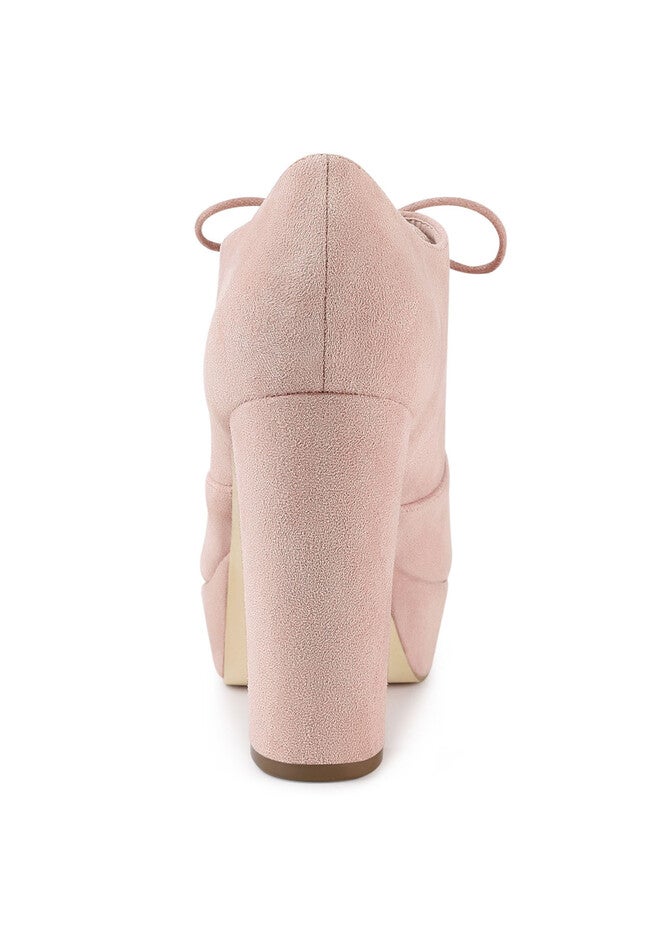 PLATFORM CHUNKY HEEL LACE UP BOOTIES, Dusty Pink / Pink, alternate image number 3