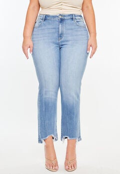 Angela Essentials High Rise Slim Crop Straight Jeans (Plus Size)
