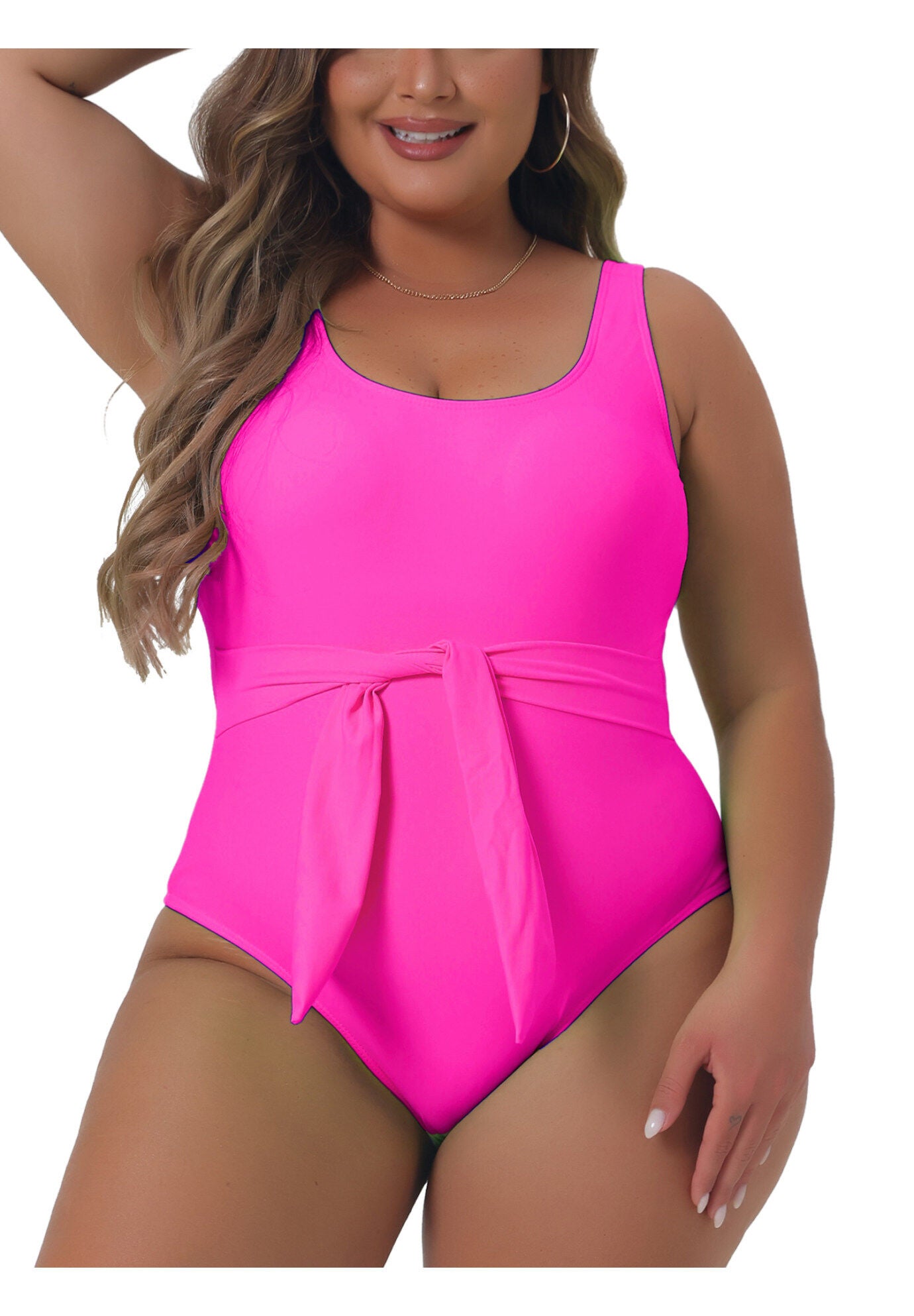 Bikini Swimsuit Flattering High Waisted, Hot Pink / Deep Fuchsia, alternate image number 1