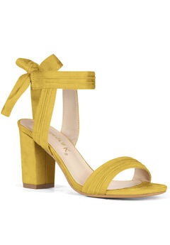 Open Toe Ankle Tie Back Chunky Heel Sandals