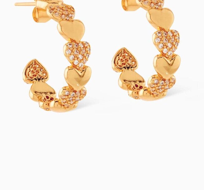 HABIBI HEART HOOP EARRINGS IN GOLD, Gold / Gold, hi-res image number null