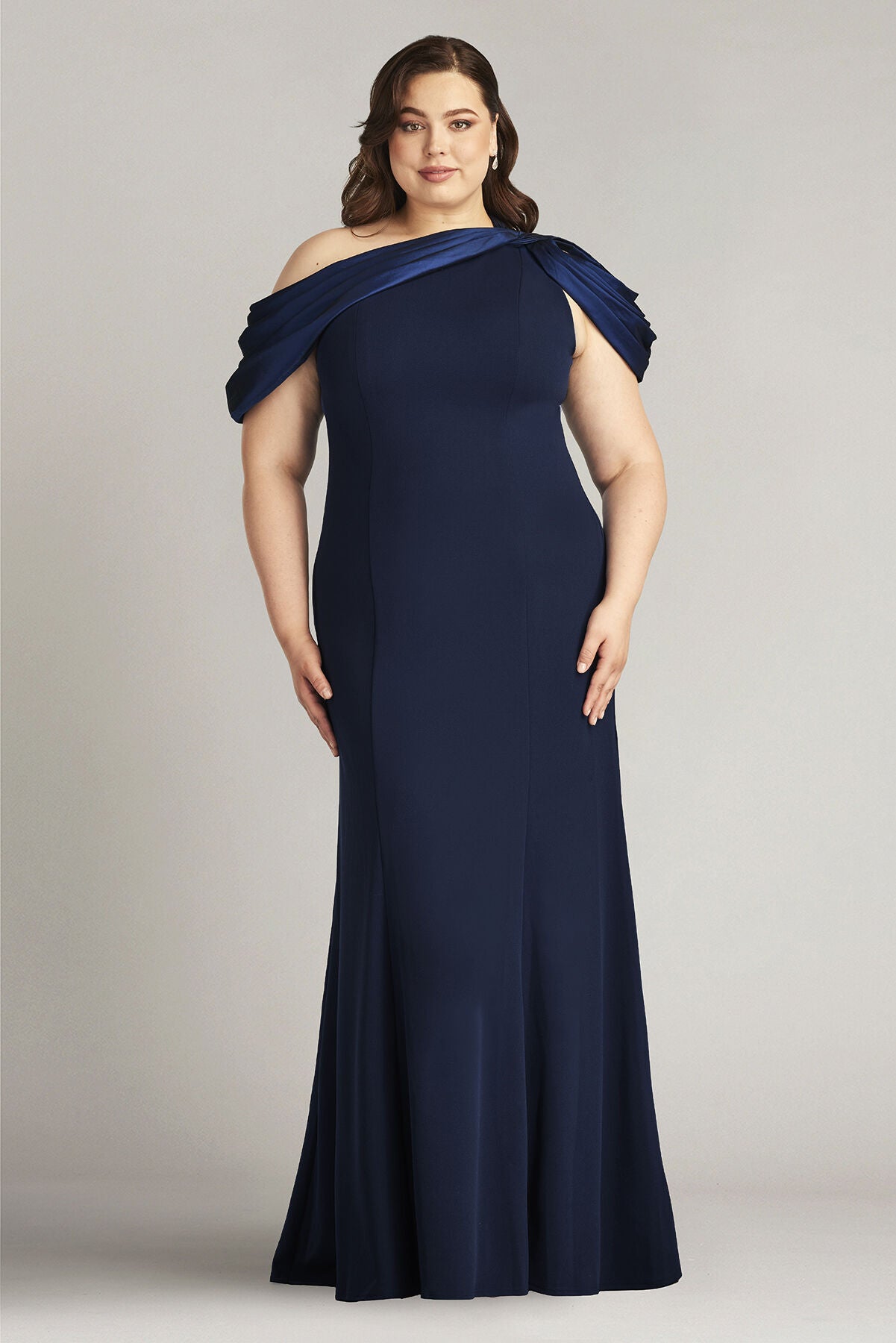 Carlene Shoulder Drape Gown - PLUS SIZE, NAVY / see-description, hi-res image number 0