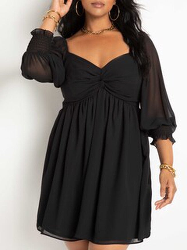Eva Twisted Bodice Mini Dress, Black / Black, alternate image number null