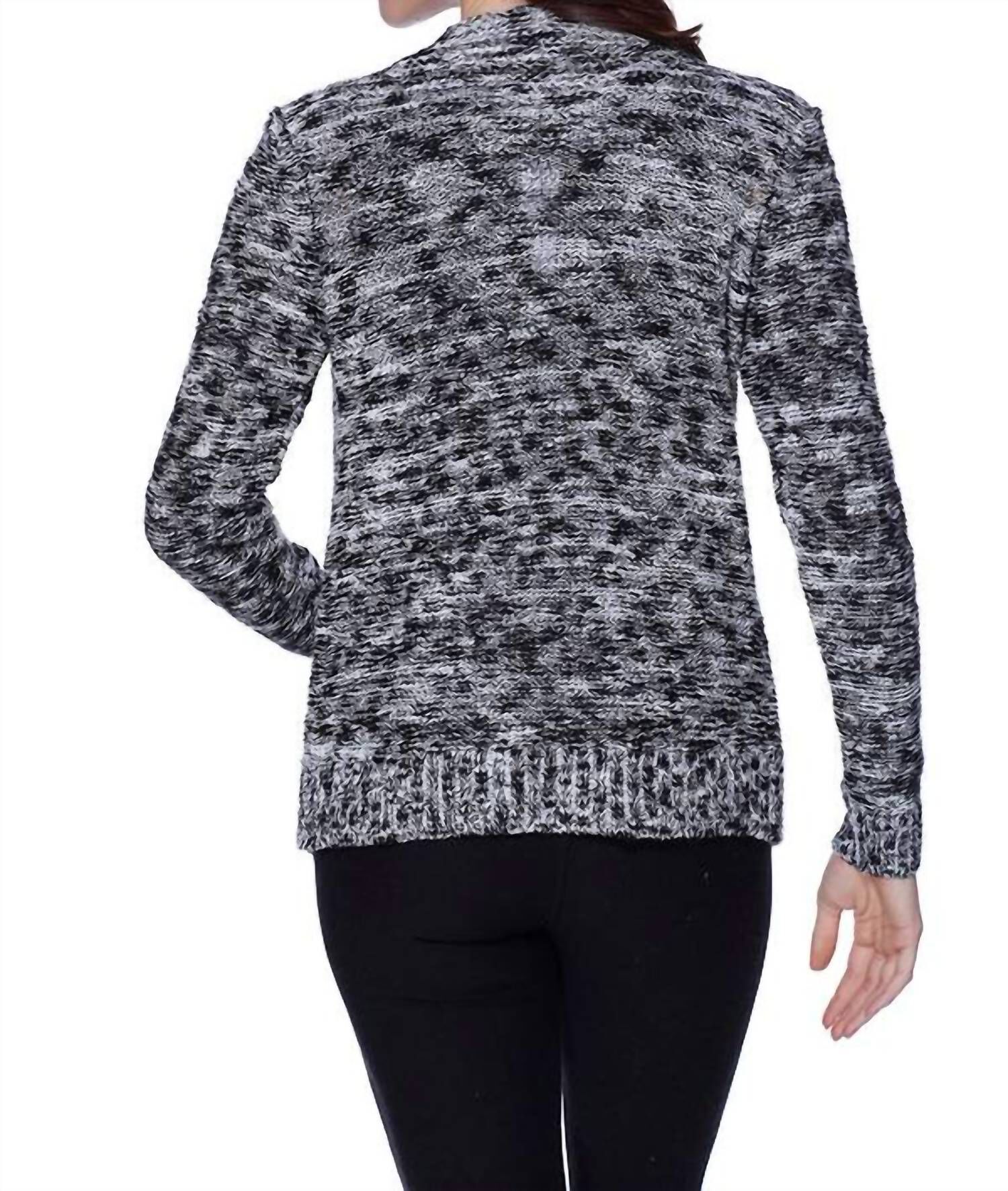 LAUREN FRINGE CARDIGAN IN BLACK/WHITE, BlackWhite / Black, alternate image number 1