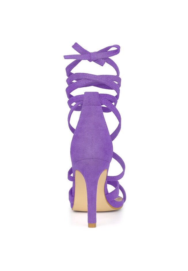 Lace Up Heels Stiletto High Heel Sandals, Purple / Purple, alternate image number 3