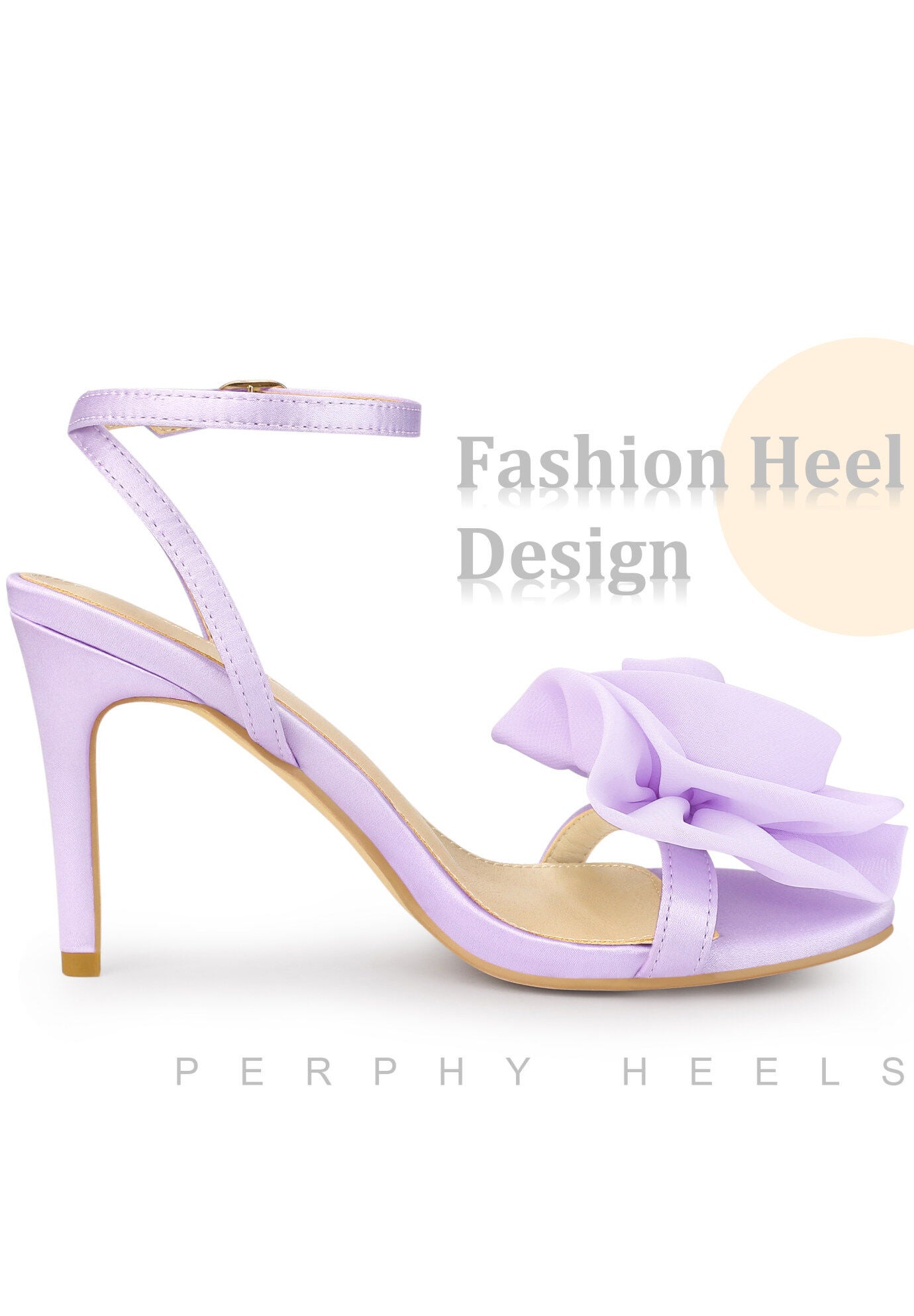 Flower Stiletto High Heels Sandals, Purple / Purple, alternate image number 3
