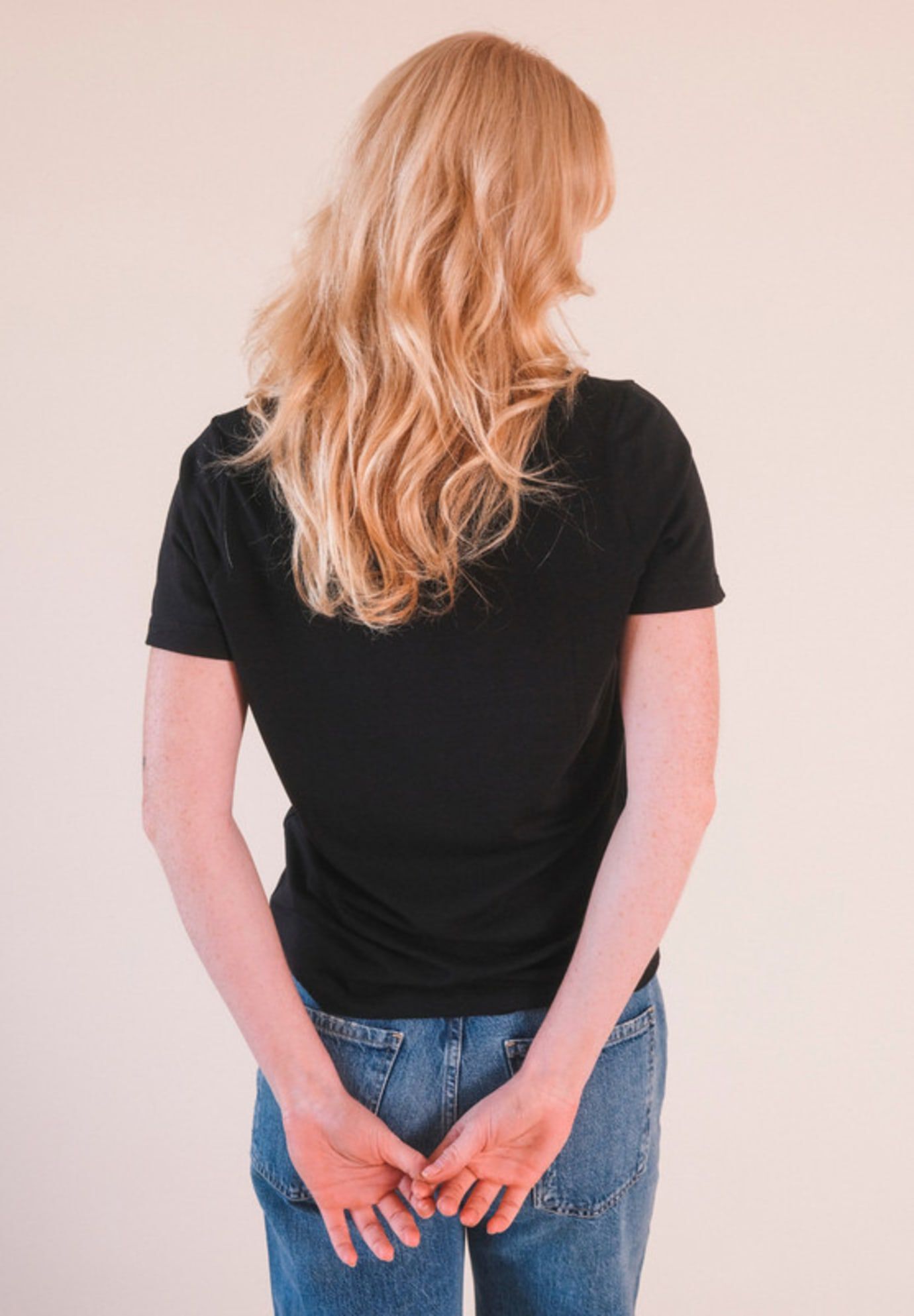 Plus Louise Organic Cotton + Tencel  V-neck Tee, Black / Black, alternate image number 1