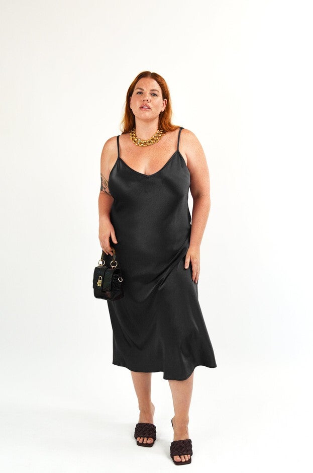 The Cabaret Bias Slip Dress - Black, , alternate image number null