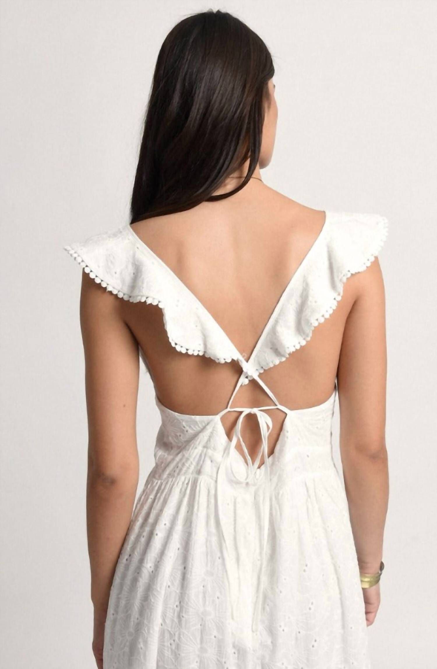 LADIES EYELET DRESS IN WHITE, , alternate image number 7