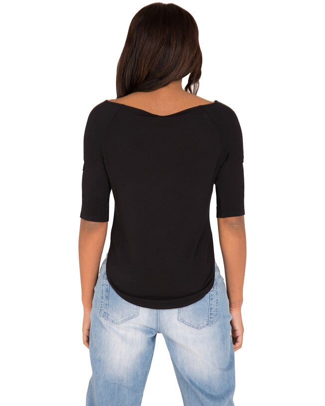 Plus Size Morgan Boatneck Shirt With Quarter-Sleeves And Zip Shoulders, , alternate image number 5