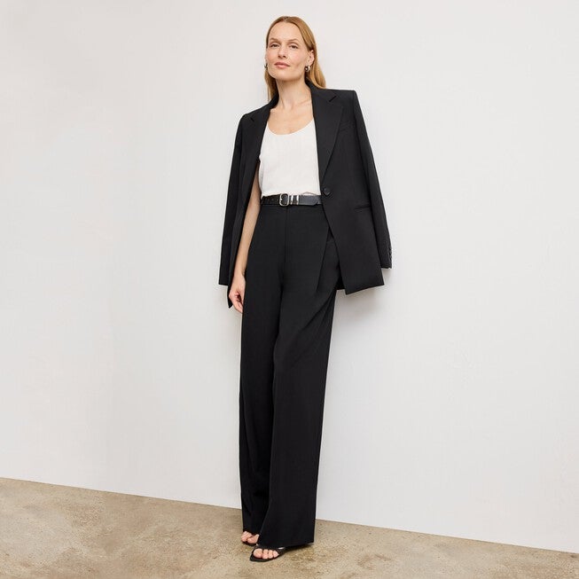 Rossi Executive Blazer - Washable Wool Twill, Black / Black, alternate image number 4