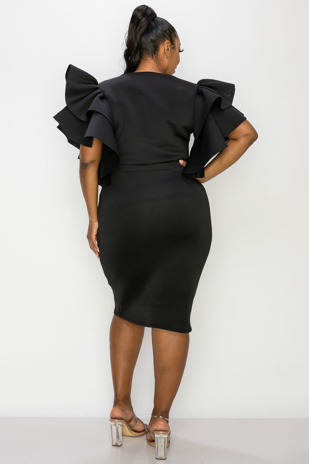 Aaliyah Statement Dress, Black / Black, alternate image number 3