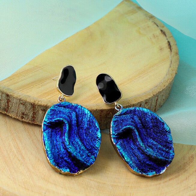 SOHI Women Blue Drop Earrings, Blue / Royal Blue, alternate image number null