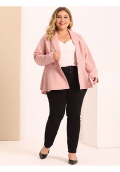 RUFFLE V NECK BUTTON NOTCH PANEL PEPLUM BLAZER