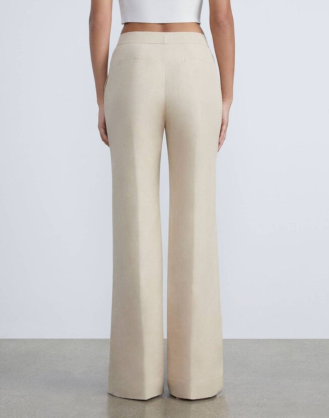 SILK-LINEN GATES SIDE SLIT FLARED PANT IN DUNE, Dune / Beige, alternate image number null