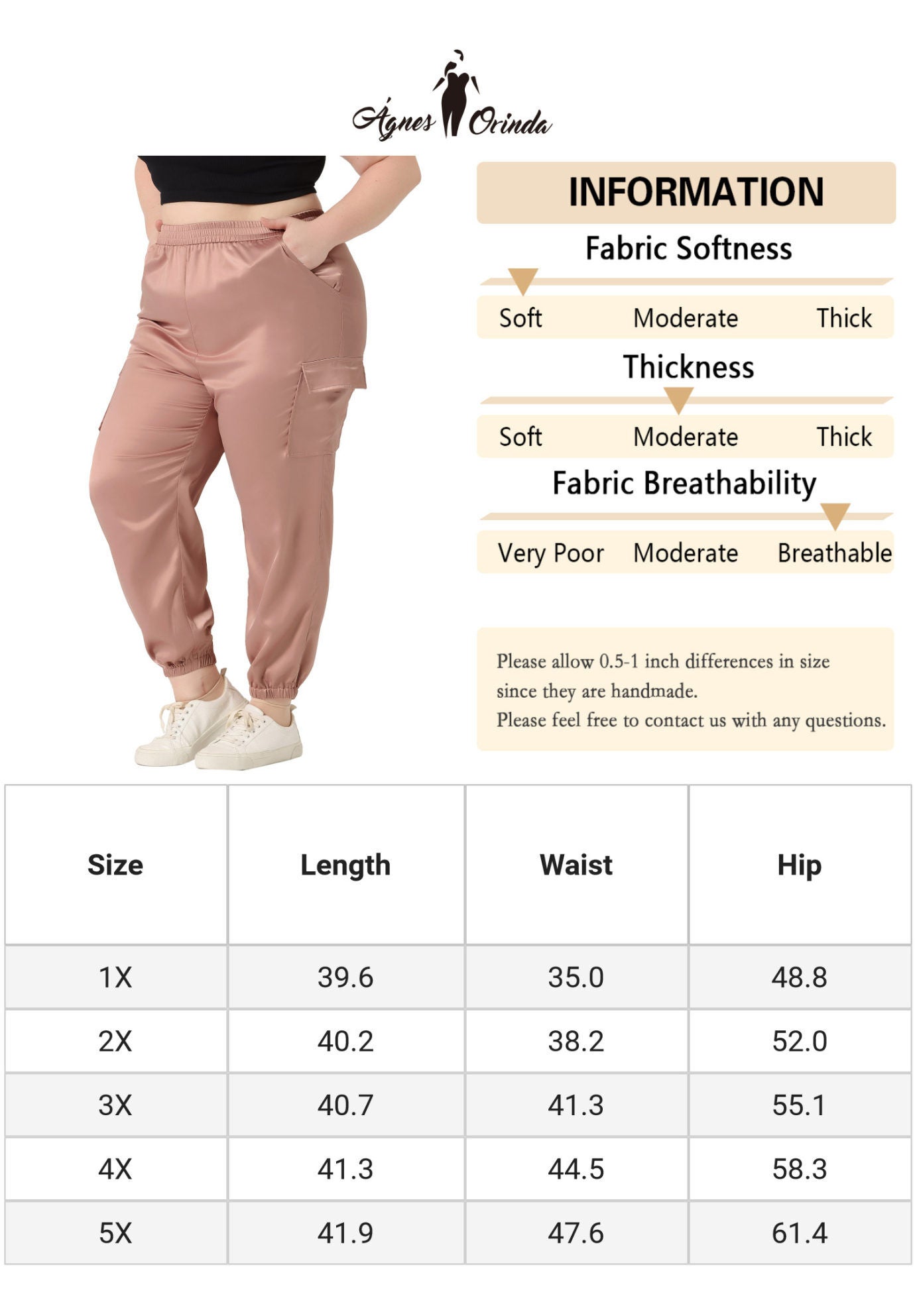SATIN JOGGERS ELASTIC WAIST ATHLEISURE ANKLE LENGTH CARGO PANTS, Pink / Pink, alternate image number 4