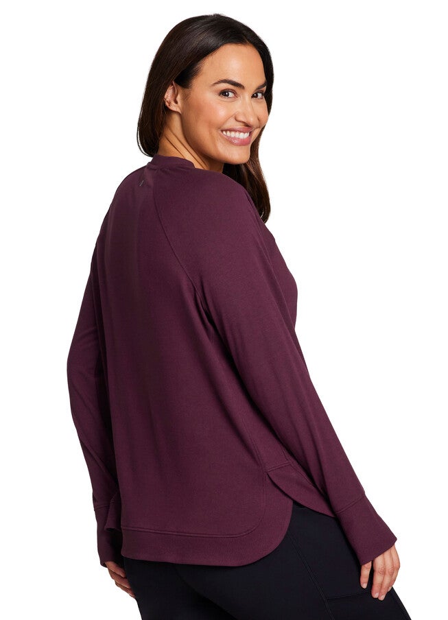 Plus Studio French Terry Sweatshirt, Burgundy / Burgundy, alternate image number 4