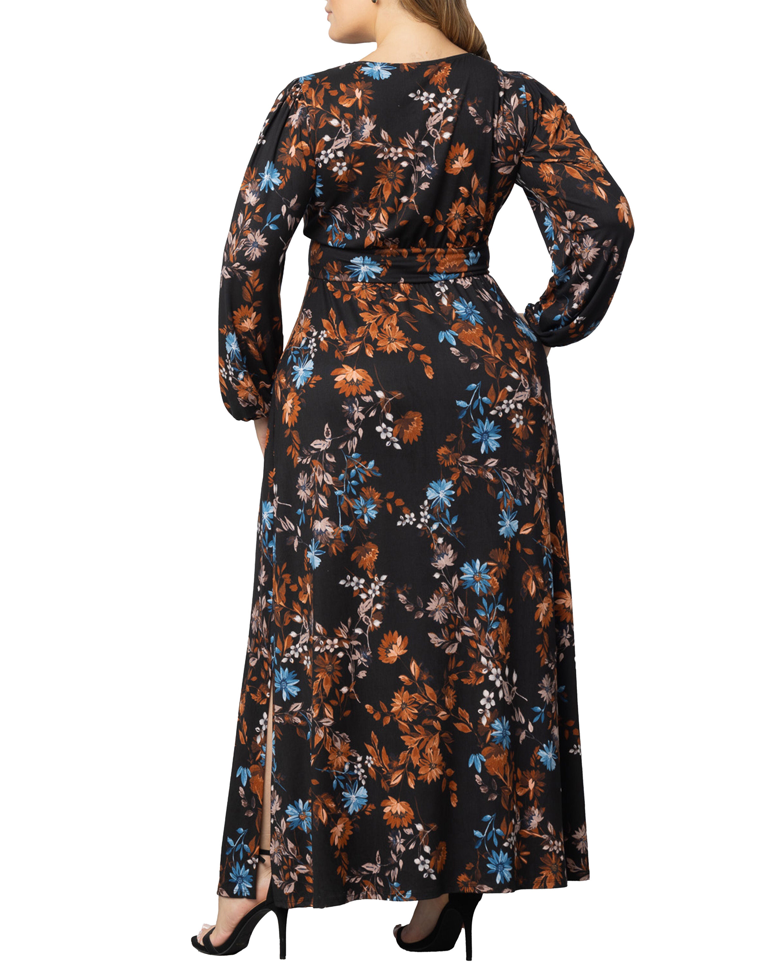 Kelsey Long Sleeve Maxi Dress, MIDNIGHT ASTERS / Black, alternate image number 1